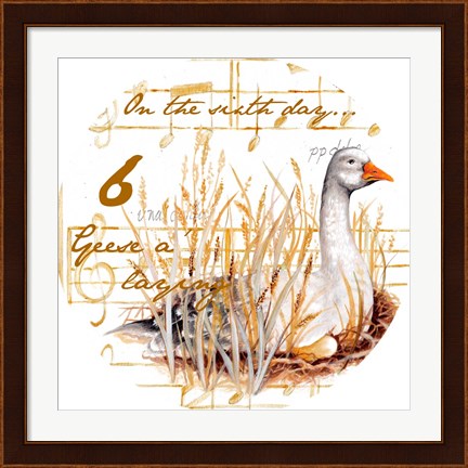 Framed Six Geese a-Laying Print