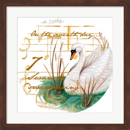 Framed Seven Swans a-Swimming Print