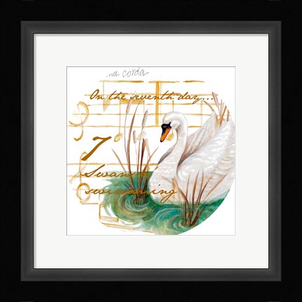 Framed Seven Swans a-Swimming Print