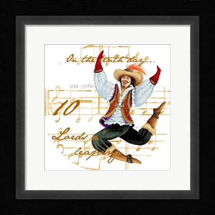 Framed Ten Lords a-Leaping Print