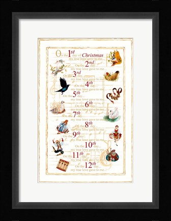 Framed 12 Days of Christmas  (vertical) Print