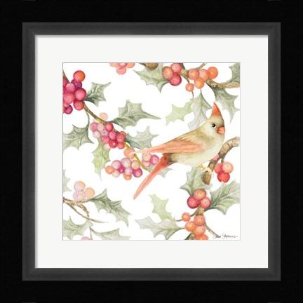Framed Winter Cardinal I Print