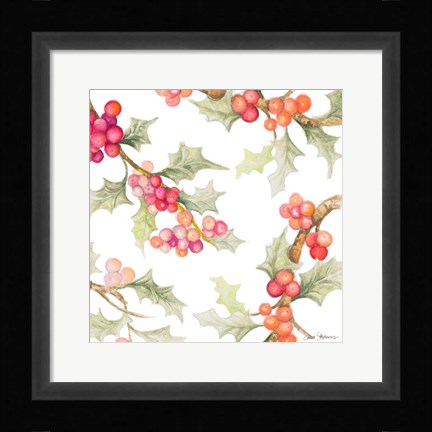 Framed Watercolor Holly I Print