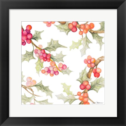 Framed Watercolor Holly I Print