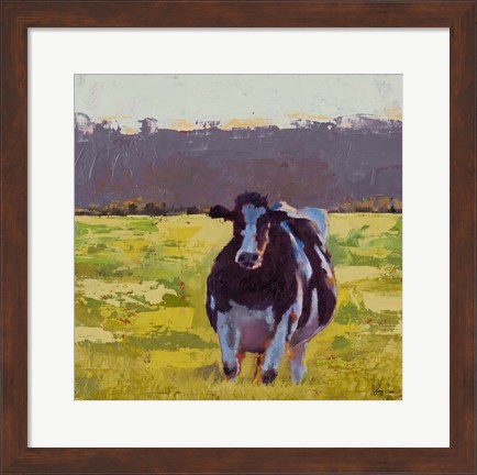Framed Fat Cow in the Field Print