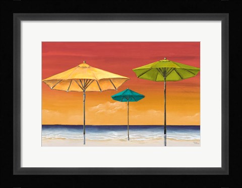 Framed Tropical Umbrellas I Print