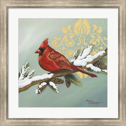Framed Winter Red Bird II Print