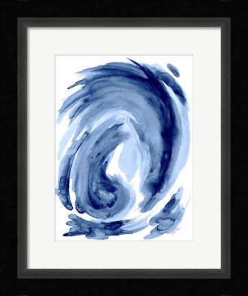 Framed Blue Swirl I Print