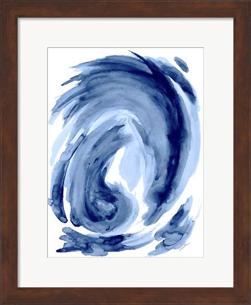 Framed Blue Swirl I Print