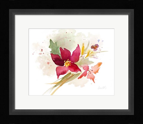 Framed Poinsettia Spray Print