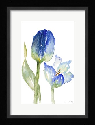 Framed Teal and Lavender Tulips I Print