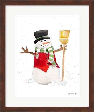Framed Watercolor Snowman I Print