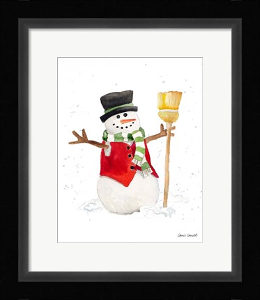 Framed Watercolor Snowman I Print