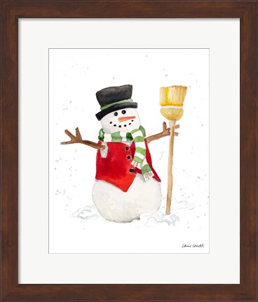 Framed Watercolor Snowman I Print