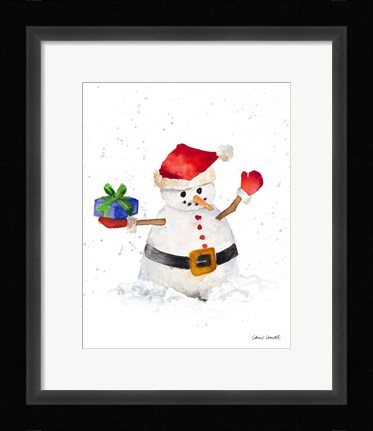 Framed Watercolor Snowman II Print