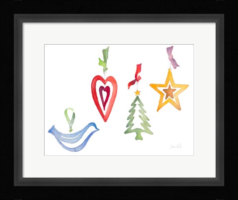 Framed Modern Christmas Ornaments Print