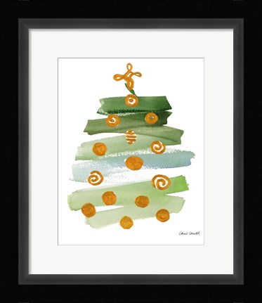 Framed Abstract Christmas Tree I Print
