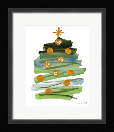 Framed Abstract Christmas Tree II Print