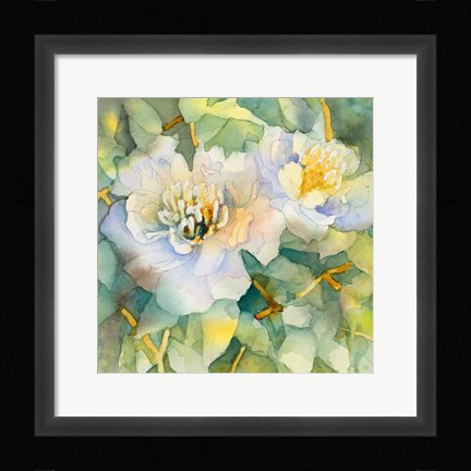 Framed White Peony Garden Print
