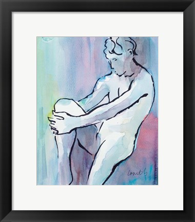 Framed Seated Male Figure Print
