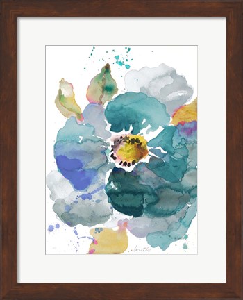 Framed Watercolor Modern Blue Poppy Print