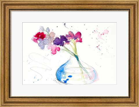 Framed Colorful Flowers in Clear Vase II Print