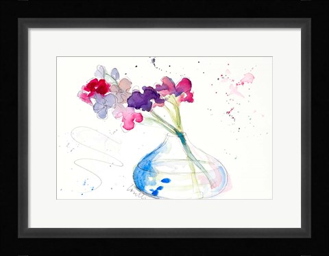 Framed Colorful Flowers in Clear Vase II Print