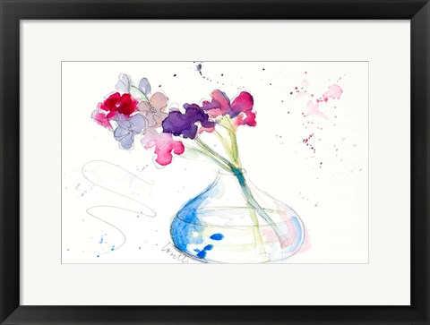 Framed Colorful Flowers in Clear Vase II Print