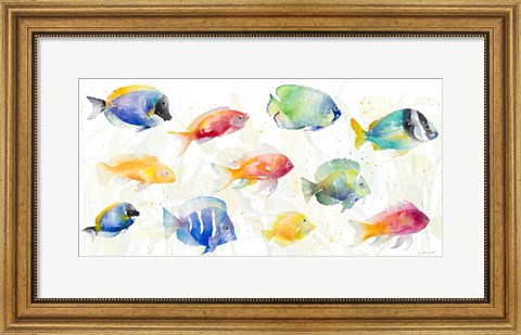 Framed School of Tropical Fish Print