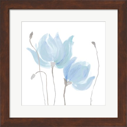 Framed Floral Sway Blue I Print