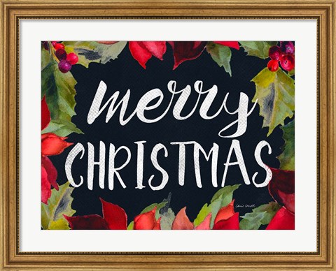 Framed Poinsettias and Greetings I Print