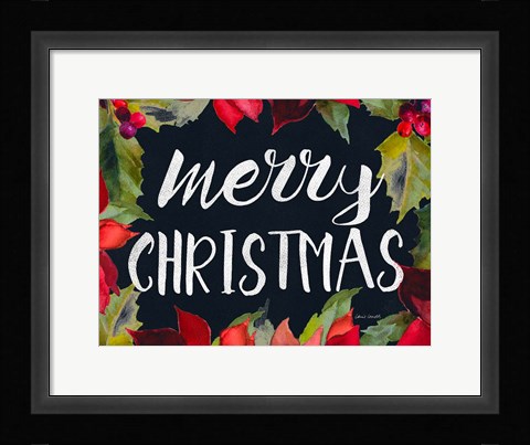 Framed Poinsettias and Greetings I Print