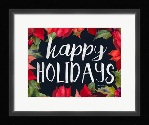 Framed Poinsettias and Greetings II Print