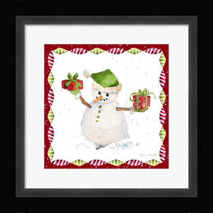 Framed Christmas Snowman I Print