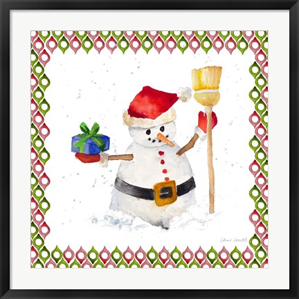 Framed Christmas Snowman III Print