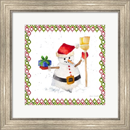 Framed Christmas Snowman III Print
