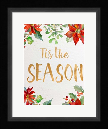 Framed Holiday Poinsettias I Print