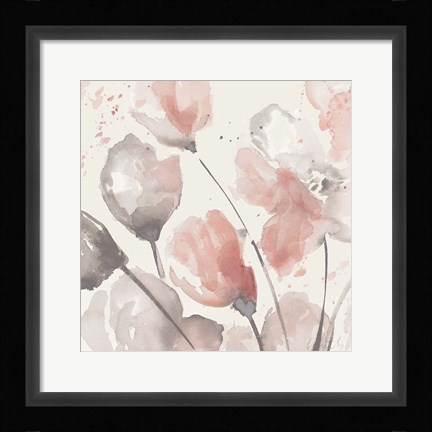 Framed Neutral Pink Floral II Print