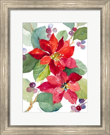 Framed Berry Poinsettias Print