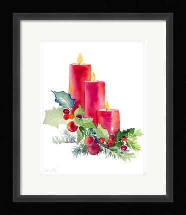 Framed Candles with Holly Print