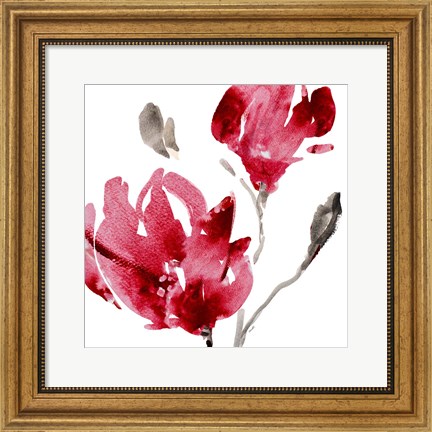 Framed Red Magnolias Print