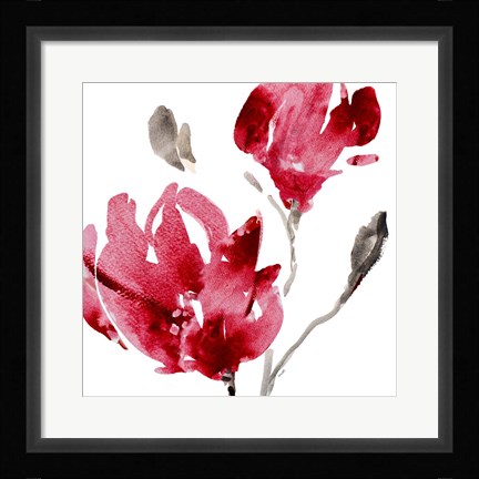 Framed Red Magnolias Print