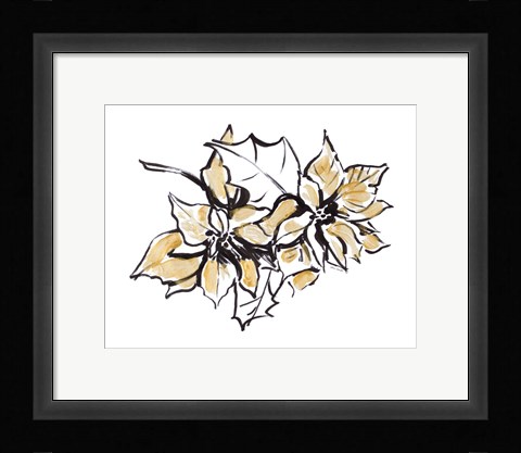 Framed Poinsettias with Gold I Print
