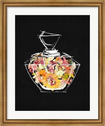 Framed Crystal Watercolor Perfume on Black II Print