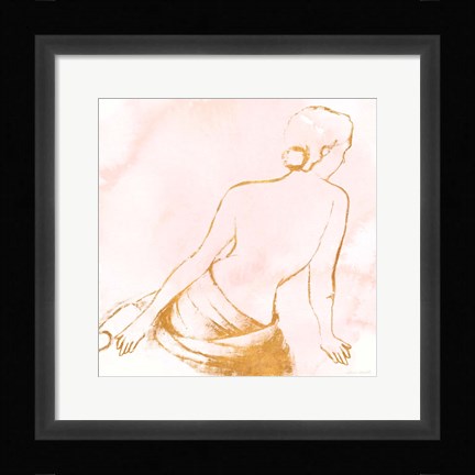 Framed Seated Woman Rose Gold Print