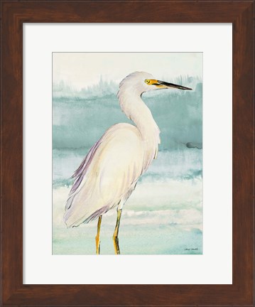 Framed Heron on Seaglass II Print