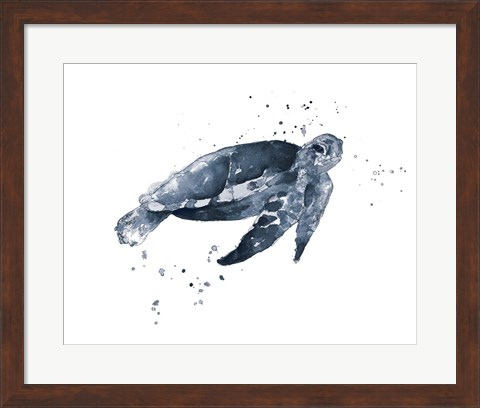 Framed Navy Ink Turtle II Print