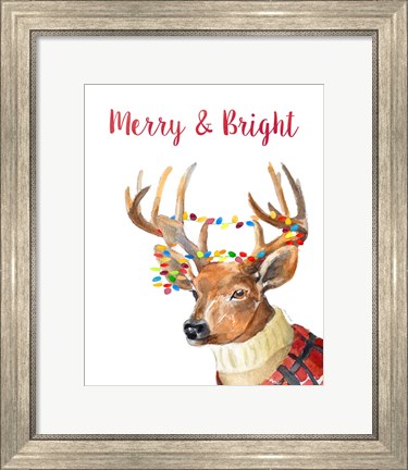 Framed Merry and Bright Reindeer Print