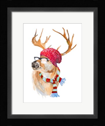 Framed Winter Fun Deer Print