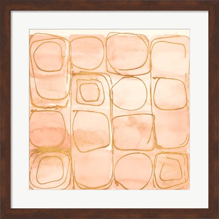 Framed Circular Squares of Peach Print